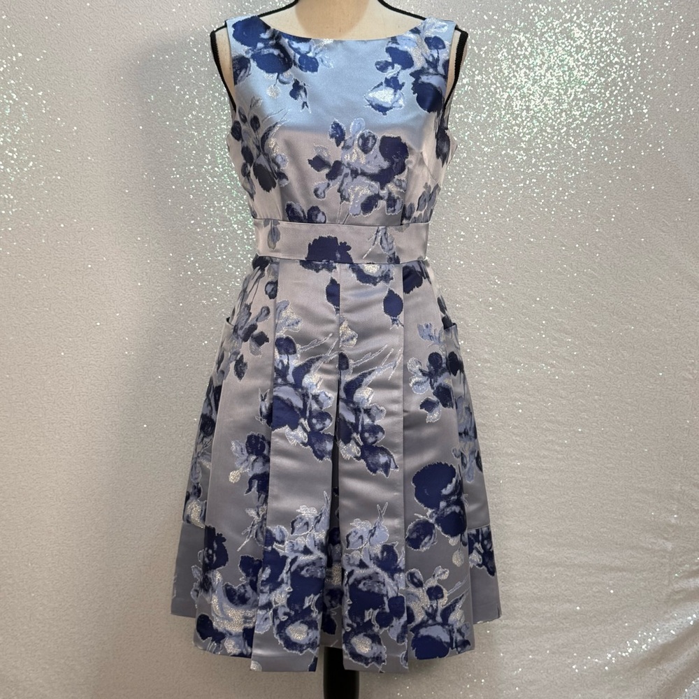 Eliza J Blue Floral Midi Dress - Picture 2 of 16